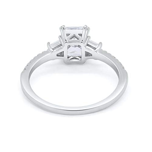 Emerald Cut Three Stone Wedding Ring Simulated CZ