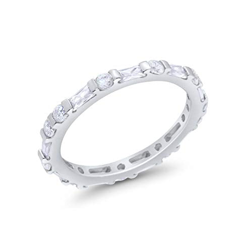 Art Deco Baguette Simulated Cubic Zirconia Wedding Ring