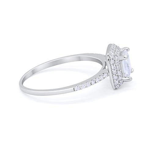 Halo Princess Cut Wedding Ring Round Simulated CZ