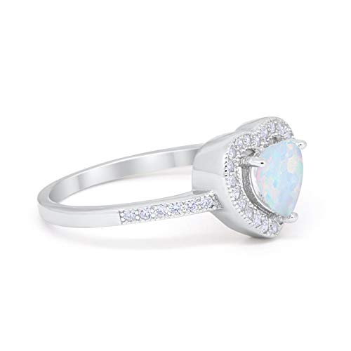 Halo Dazzling Heart Promise Ring Lab Created White Opal