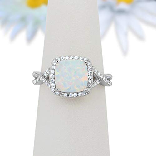 Halo Infinity Shank Engagement Ring Lab Created White Opal