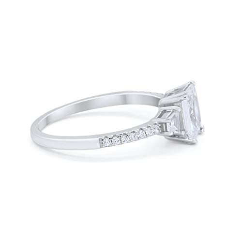 Emerald Cut Three Stone Wedding Ring Simulated CZ