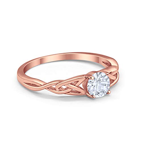 Celtic Trinity Engagement Ring Rose Tone, Simulated CZ