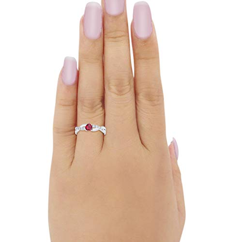 Accent Heart Shape Wedding Ring Simulated Ruby CZ