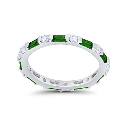 Art Deco Baguette Simulated Green Emerald Cubic Zirconia Wedding Ring