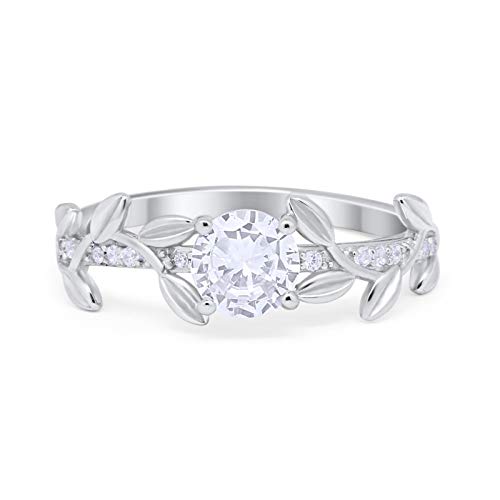 Floral Wedding Bridal Ring Simulated Cubic Zirconia