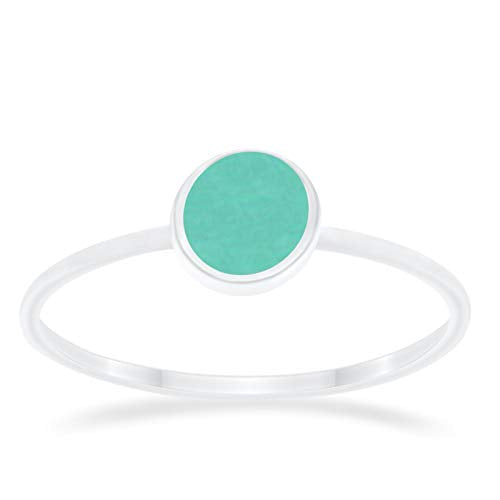 Petite Dainty Round Simulated Turquoise CZ Ring