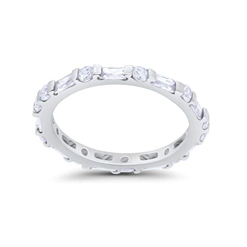 Art Deco Baguette Simulated Cubic Zirconia Wedding Ring