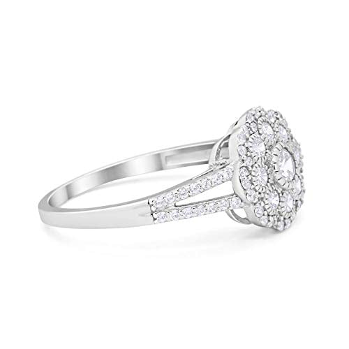 Antique Style Engagement Ring Round Simulated CZ