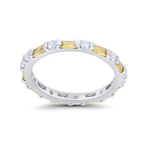 Art Deco Baguette Simulated Yellow Cubic Zirconia Wedding Ring