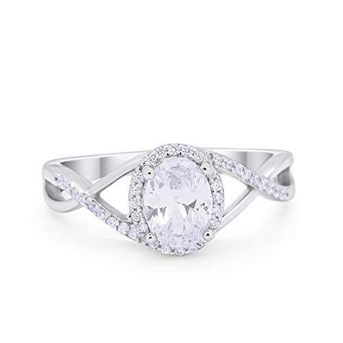 Infinity Shank Oval Engagement Ring Simulated CZ