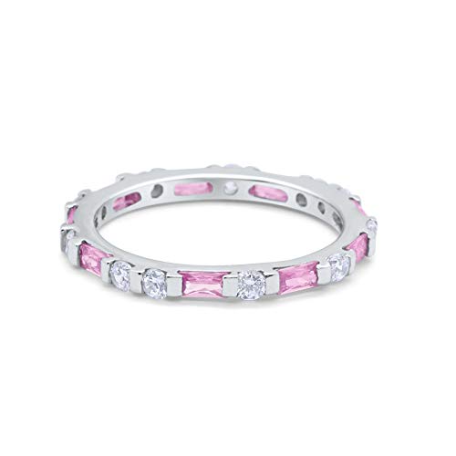 Full Eternity Baguette Round Simulated Pink CZ