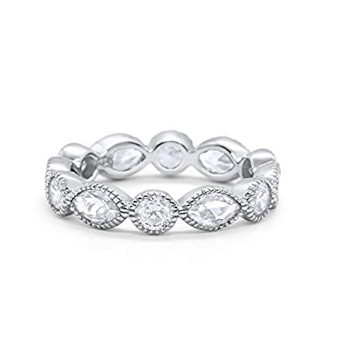 Eternity Style Ring Marquise Simulated Cubic Zirconia