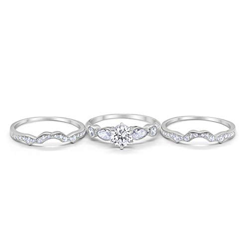 Three Piece Bridal Simulated Cubic Zirconia Wedding Ring