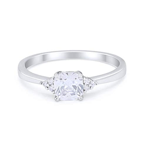 Cushion Cut Simulated Cubic Zirconia Engagement Ring