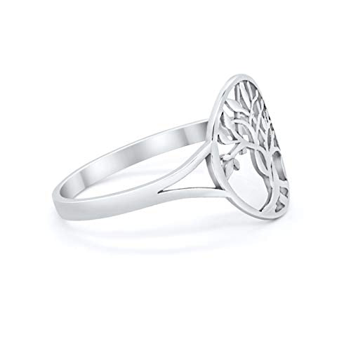 Oval Split Shank Tree of Life Ring