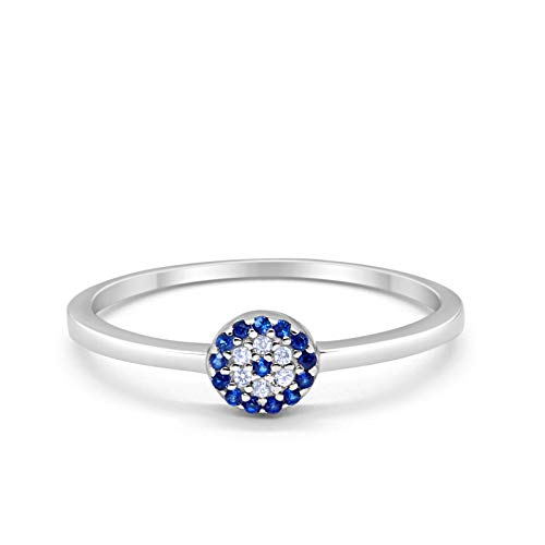 Evil Eye Ring Simulated Blue Sapphire Round Cubic Zirconia