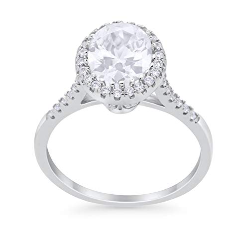 Art Deco Oval Wedding Bridal Ring Simulated CZ