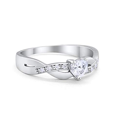 Accent Heart Shape Wedding Ring Simulated CZ