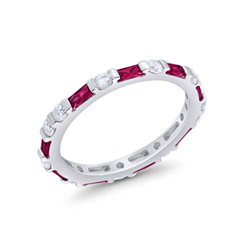 Art Deco Baguette Simulated Ruby Cubic Zirconia Wedding Ring