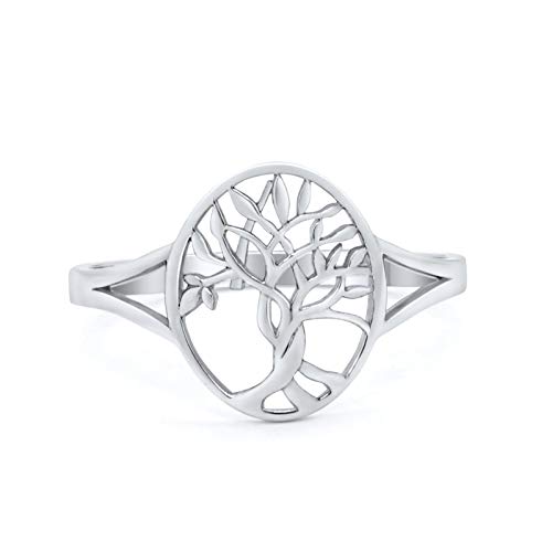 Oval Split Shank Tree of Life Ring