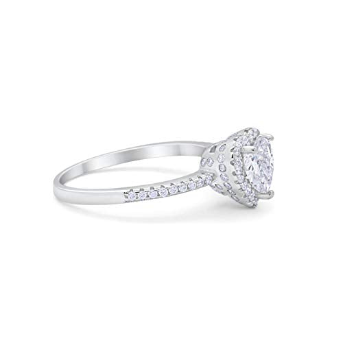 Halo Heart Promise Ring Round Simulated Cubic Zirconia