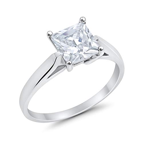 Princess Cut Clear Cubic Zirconia Solitaire Wedding Engagement Bridal Ring