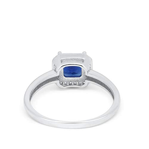 Classic Wedding Ring Princess Cut Simulated Blue Sapphire CZ