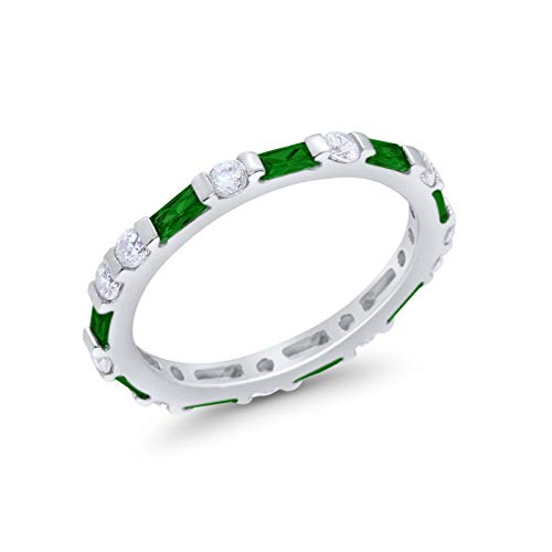 Art Deco Baguette Simulated Green Emerald Cubic Zirconia Wedding Ring