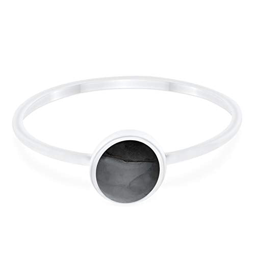 Petite Dainty Ring Round Simulated Black Onyx