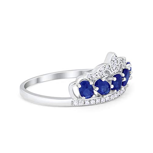 King Crown Ring Oval Simulated Blue Sapphire CZ