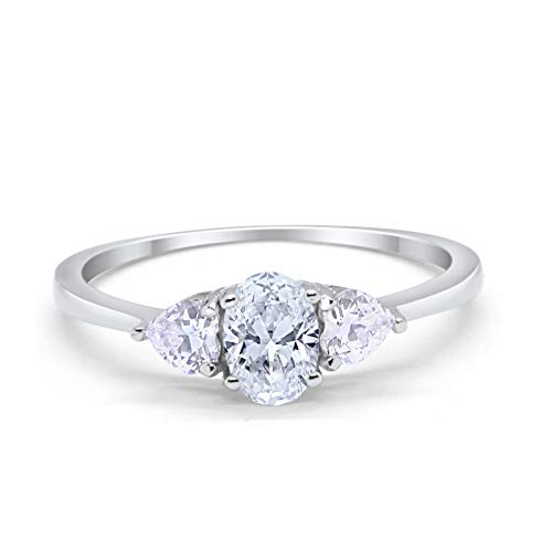 Oval Cubic Zirconia 3-Stone Fashion Promise Ring