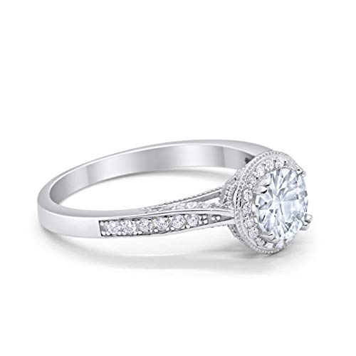 Halo Engagement Promise Ring Round Simulated Cubic Zirconia