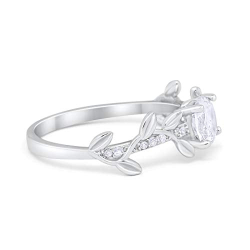 Floral Wedding Bridal Ring Simulated Cubic Zirconia