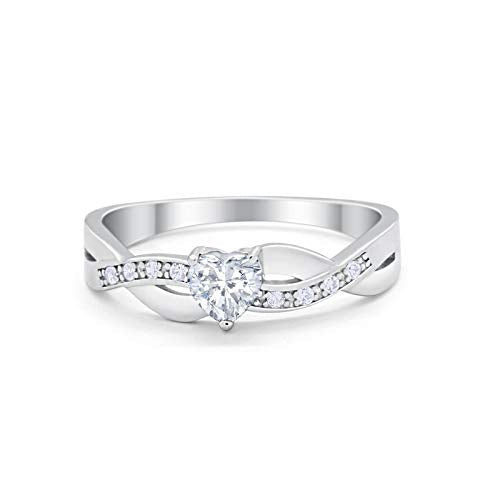 Accent Heart Shape Wedding Ring Simulated CZ