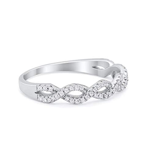 Half Eternity Infinity Twisted Simulated Cubic Zirconia Ring