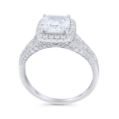 Cushion Wedding Bridal Ring Round Simulated Cubic Zirconia