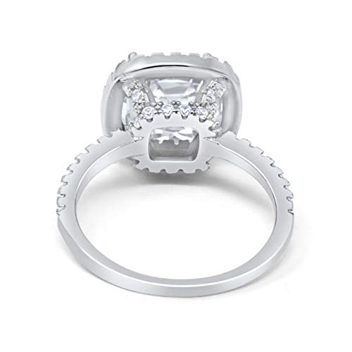 Halo Engagement Ring Accent Cushion Simulated Cubic Zirconia