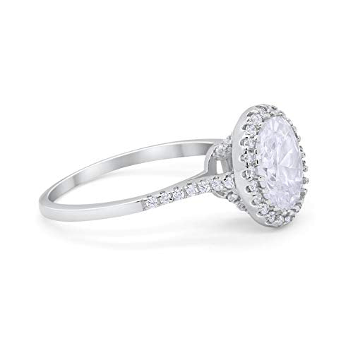 Art Deco Oval Wedding Bridal Ring Simulated CZ