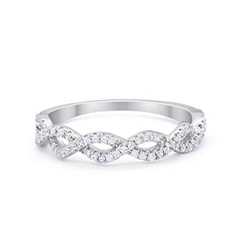 Half Eternity Infinity Twisted Simulated Cubic Zirconia Ring