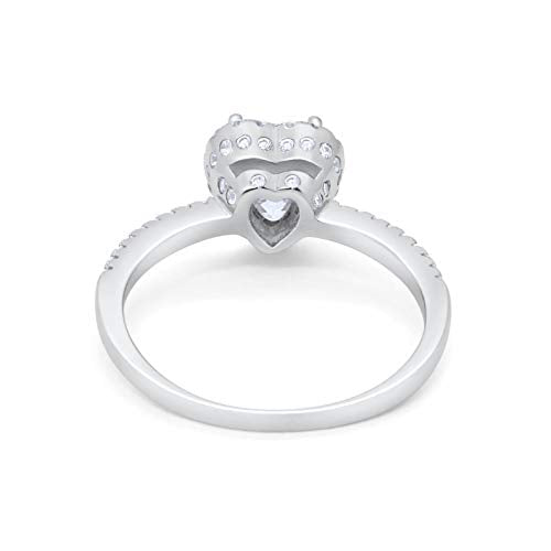 Halo Heart Promise Ring Round Simulated Cubic Zirconia