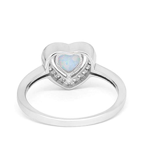 Halo Dazzling Heart Promise Ring Lab Created White Opal