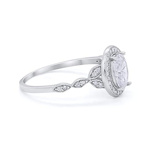 Vintage Style Oval Wedding Bridal Ring Simulated Cubic Zirconia