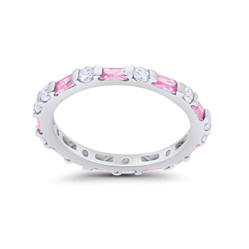 Full Eternity Baguette Round Simulated Pink CZ