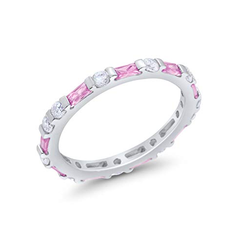 Full Eternity Baguette Round Simulated Pink CZ