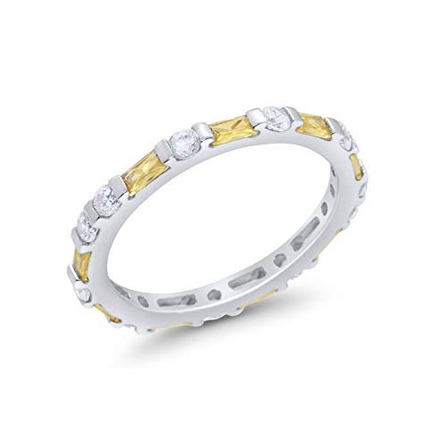 Art Deco Baguette Simulated Yellow Cubic Zirconia Wedding Ring