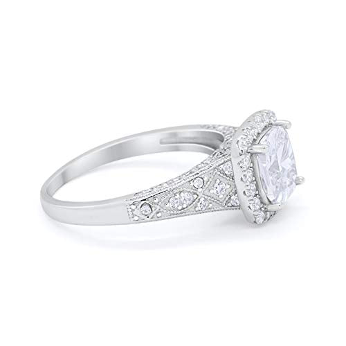 Cushion Wedding Bridal Ring Round Simulated Cubic Zirconia