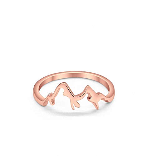 Mountain Band Ring Rose Tone 925 Sterling Silver