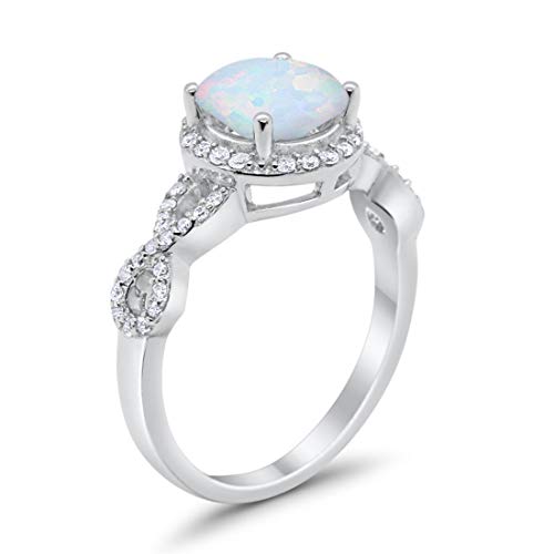 Halo Infinity Wedding Ring Round Lab White Opal