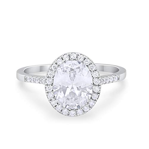 Art Deco Oval Wedding Bridal Ring Simulated CZ